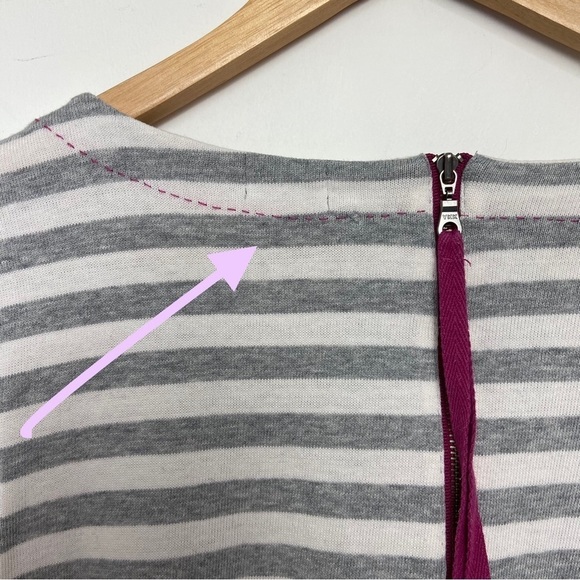 Hatley 100% cotton shift dress tunique striped grey white pink 3/4 sleeves - Picture 13 of 16